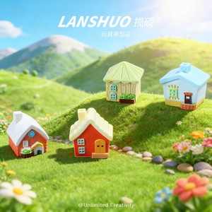 Adornos de Resina Lanshuo con Forma de Casa de Dibujos Animados, Decoraciones de Paisajes en Miniatura para Decoración del Hogar, Accesorios de Bricolaje - Product Image 2