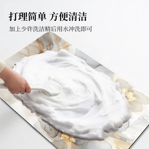 Alfombra de baño moderna con estampado, rectangular, absorbente, antideslizante, con base de goma para baño, inodoro y entrada. - Product Image 5