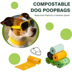 कुत्तों के लिए कस्टम थोक लोगो मुद्रित पर्यावरण अनुकूल डिस्पोजेबल बायोडिग्रेडेबल डॉगी पूप अपशिष्ट बैग