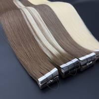 Extensions de cheveux humains naturels 100% vierges Remy russes, extensions adhésives ombrées, extensions de cheveux naturels