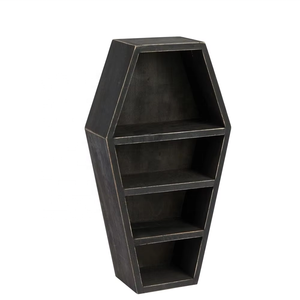 Estante <span class=keywords><strong>de</strong></span> Pared Rústico Negro con Forma <span class=keywords><strong>de</strong></span> Ataúd, Estantes Flotantes <span class=keywords><strong>de</strong></span> Madera <span class=keywords><strong>de</strong></span> <span class=keywords><strong>Tres</strong></span> <span class=keywords><strong>Niveles</strong></span> para Decoración Gótica, para Sala <span class=keywords><strong>de</strong></span> Estar o Mesa <span class=keywords><strong>de</strong></span> Pared - Product Image 2