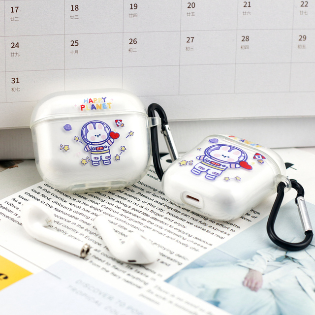Hard Pc air Pods case with Pvc Keychain ultra Thin Transparent Earphone case for air Pods 3 Pro