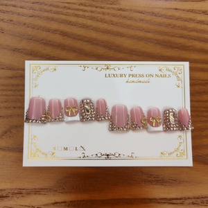 <span class=keywords><strong>Ongles</strong></span> artificiels en gel pressés sur les <span class=keywords><strong>ongles</strong></span>, faits à la main, luxueux, en acrylique, avec des strass dorés, des cristaux, des <span class=keywords><strong>ongles</strong></span> de Noël, des <span class=keywords><strong>ongles</strong></span> artificiels nus - Product Image 1