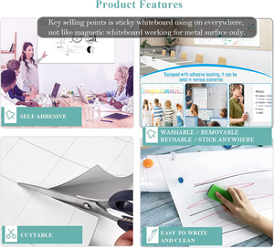 Khô xóa bảng trắng giấy lớn bảng trắng dán cho tường có thể tháo rời khô xóa giấy cuộn với chất kết dính ủng hộ - Product Image 2