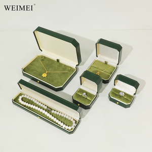 WEIMEI Luxury High-end Textured Specialty Paper Octagon Jewelry <b>Case</b> with Gold Dot Border Ring Pendant Jewelry Packaging Box - Product Image 3