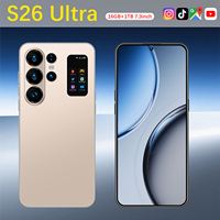 Smartphone S26 Ultra Thaïlande Écran LED 7,3 pouces 90Hz Résolution HD Android 15 16 Go 1 To 108 MP 8800 mAh Autres 5G Double SIM TF