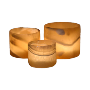 Portacandele in onice giallo naturale NANWEI, realizzato per una luminosità ambientale - Product Image 1