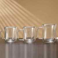 Gobelet à double paroi personnalisé, tasse à boire en verre borosilicate transparent à double couche, résistant à la chaleur, avec poignée
