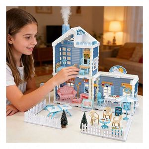 Maison de poupée de luxe avec piscine et balcon, ensemble de jeu avec ascenseur et meubles, jeu d'imitation, cadeau en plastique unisexe pour enfants - Product Image 3