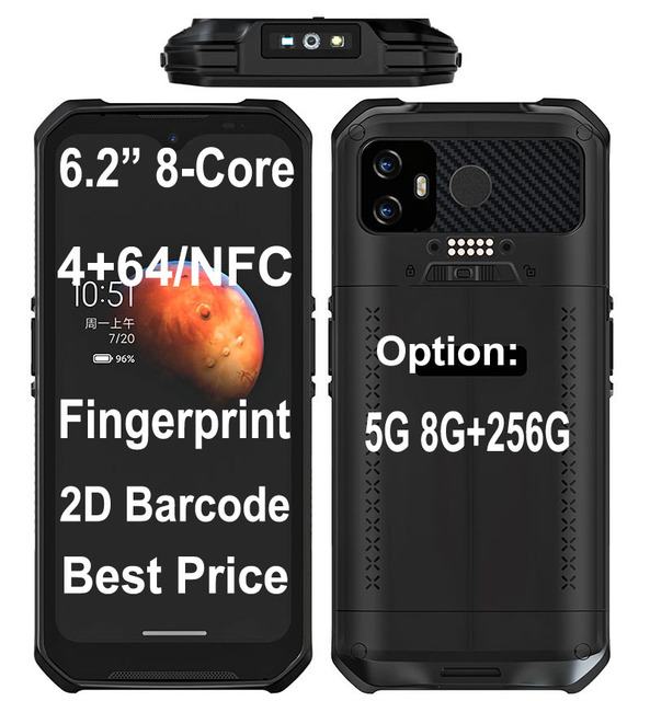 Factory 6.2 Inch NFC Android PDA, 8-core Fingerprint 2D Barcode Scanner Industrial PDA Android Handheld PC, Mobile Computer