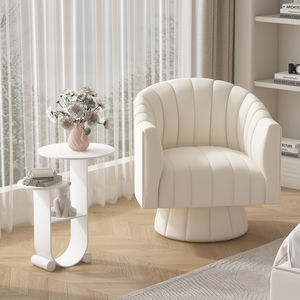 Fauteuil d'appoint capitonné crème, fauteuil moderne pour salon, siège en tissu pour chambre, balcon, réception - Product Image 1