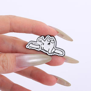 Divertido gato hambriento Feed ME esmalte Pin <span class=keywords><strong>Simon</strong></span> es gato dibujos animados humorístico gatito broche solapa mochila insignia joyería regalo para amigos - Product Image 4