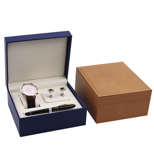 Luxury Leather Presentation <b>Box</b> for Watch Pen and <b>Cufflink</b> Accessories Watch <b>Box</b> Brown Storage Organizer for Display Packaging - Product Image 6