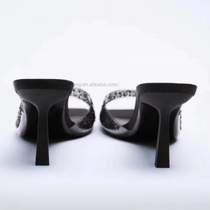 New Summer Slippers Female Transparent Square Head Line High <b>Heels</b> Fashion Large Size Summer Pumps for Women Shoes - Product Image 3
