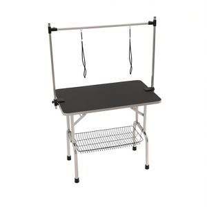 Mesa de peluquería canina de 36 pulgadas de acero inoxidable ajustable de alta resistencia con brazo, lazo y bandeja de malla para perros - Product Image 1