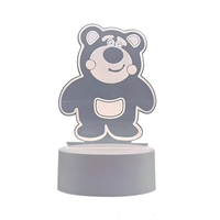 Lámpara de Noche con Ilusión 3D de Osito de Peluche, Lámpara de Mesa LED USB con Corazón, Regalo de Decoración para Dormitorio Infantil