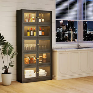 Vitrina de Cristal Iluminada de 5 Niveles, Vitrinas para Exhibición de Aficiones, Muebles Modernos para Sala de Estar con Altura Ajustable y Ecológicos - Product Image 2