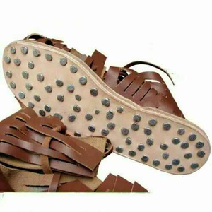 Sandalias romanas medievales duraderas 300 Spartan King Leonidas Caligae calzado marrón Construcción de cuero de ajuste cómodo - Product Image 4