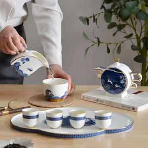 Juego de té Kung Fu de porcelana fina de 8 piezas, estilo vintage, ecológico, con caja de regalo, taza de director, taza de té y cuenco para ceremonia - Product Image 3