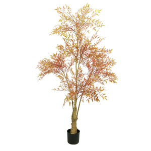 Fábrica de Guangdong, venta al por mayor, hojas de seda falsas, 130cm, plantas artificiales en maceta, vegetación, árbol Nandina Artificial para casa de jardín - Product Image 6