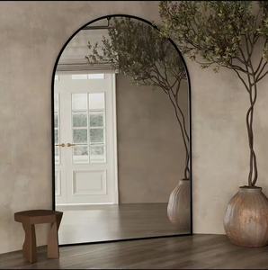 Custom Gold <b>Black</b> Modern Stylish Bedroom Arched Metal <b>Framed</b> <b>Full</b> <b>Length</b> Floor Minimalist Design Glass Surface Rust <b>Mirror</b> - Product Image 1