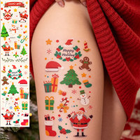 Stiker Tato Temporer Natal Kartun Lucu Kustom Tahan Air Santa Pohon Manusia Salju Seni Tubuh Liburan OEM Grosir