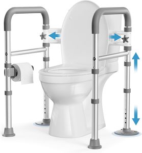 <strong>Raised</strong> <strong>Toilet</strong> <strong>Seat</strong> <strong>with</strong> <strong>Handles</strong> for Elderly - <strong>Toilet</strong> <strong>Seat</strong> Risers for Seniors <strong>with</strong> Adjustable Padded Arms - Product Image 2
