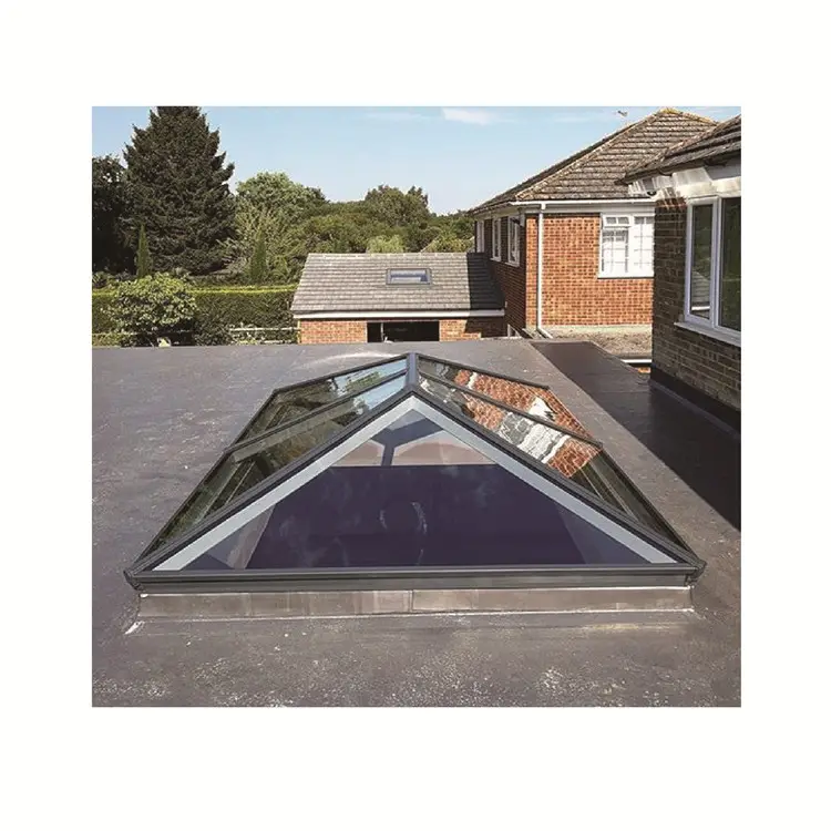 Motorlu elektrikli açık çatı penceresi sürgülü çatı lamine cam güneş enerjisi borusu üçgen piramit çatı aydınlatması