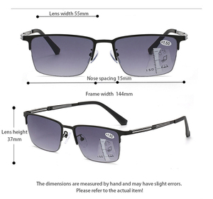 Lunettes de soleil progressives multifocales semi-cerclées de style fin, de haute qualité, bloquant <span class=keywords><strong>la</strong></span> lumière bleue, avec verres de lecture gris PC anti-lumière bleue - Product Image 5
