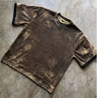 T-shirt Boxy Homme Vintage Délavé à Manches Courtes 100% Coton avec Impression DTG Personnalisée Effet Vieilli et Motif Vieilli Respirant