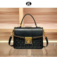 Tas Selempang Wanita Vintage Diamond Quilted Satchel, Tas Bahu Klasik Retro dengan Tutup Atas dan Pegangan, Tas Wanita