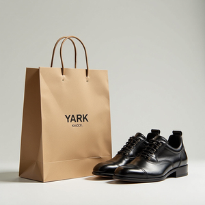 Sac en papier kraft personnalisé biodégradable pour magasin de vente au détail de chaussures et de vêtements avec poignées en papier torsadées - Product Image 1