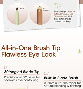 VEECCI Stylo gel eyeliner double embout, délicat et lisse, avec système de verrouillage par pression, design double embout pour une couleur intense et durable. - Product Image 6