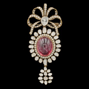 Broche pendentif ovale en or 14 carats avec diamant Polki royal pour femme, bijou de luxe fait main, produit en gros - Product Image 1