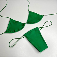 Fabrication OEM de Gros Ensemble Deux Pièces en Polyester Haut de Bikini Tenue de Danseuse pour Femmes Pantalon Taille Basse en Latex Sexy Vêtements de Scène Exotiques