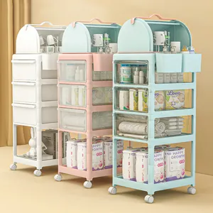 4 Tier Bedroom Trolley Baby Utility Rolling Storage Holder Accessories Storage Organizer Shelves In Hand Cart Kitchen Rack