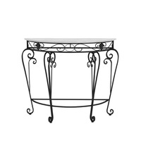 Table console moderne minimaliste de style européen nordique en fer forgé avec plateau en marbre demi-rond pour entrée, salon, couloir