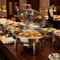 Chauffe-plats de buffet professionnel en acier inoxydable doré et blanc, alimenté au gaz, idéal pour la restauration et les hôtels – Vente chaude