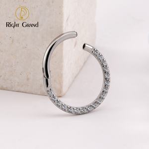Anillo de titanio con bisagras, 16G, ASTM F136, CNC, CZ, con Clicker, <span class=keywords><strong>Piercing</strong></span> de aro - Product Image 5