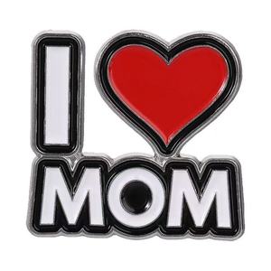 Broche de Esmalte I love MOM, Pin Metálico con Letra Mamá y Corazón Rojo, Joyería de Moda para Regalo del Día de la Madre - Product Image 6