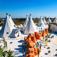 Tenda Teepee Rangka Baja Rumah Kemah Mewah dengan Kamar Mandi untuk Hotel Safari Afrika Glamping De Lujo