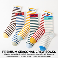 Chaussettes rayées personnalisées en gros, chaussettes rayées colorées en coton de qualité supérieure, chaussettes personnalisées OEM à marque privée pour hommes et femmes