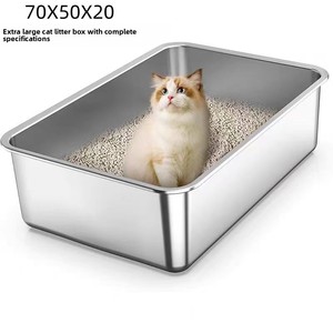 Bac à Litière <span class=keywords><strong>pour</strong></span> <span class=keywords><strong>Chat</strong></span> en Acier Inoxydable Modèle Géant <span class=keywords><strong>XXL</strong></span> 20L <span class=keywords><strong>Toilette</strong></span> Ouverte Approfondie avec Caractéristiques Anti-éclaboussures et Anti-Odeur Fournitures <span class=keywords><strong>pour</strong></span> <span class=keywords><strong>Chat</strong></span> - Product Image 3