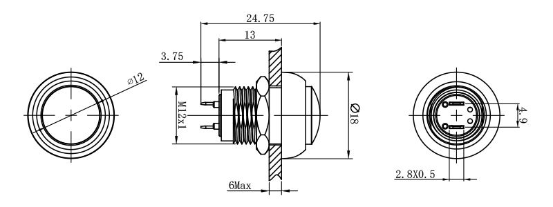 CE CCC IP65 Waterproof Push Button Switches Plastic Button Nylon Normally Open 2 Pins Terminal Momentary Pushbutton 12mm