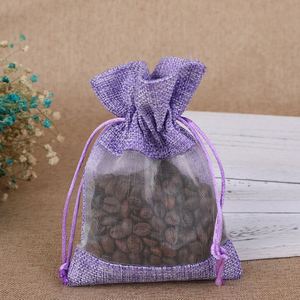 Small Recyclable & Biodegradable Jute Burlap Drawstring Pouch Bag with <b>Window</b> for Promotions & Gifts - Product Image 6