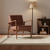 Fauteuil de relaxation moderne de luxe en bois et cuir, confortable et ergonomique, pour salon, bureau à domicile, hôtel ou comme accent décoratif