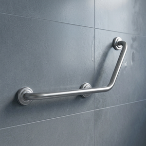 Barre d'appui ergonomique multi-angles en forme de L en acier inoxydable à fixation murale pour salle de bain, conforme aux normes ADA - Product Image 1