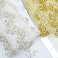 Tissu en tulle brodé de dentelle perlée Sfifa pour la décoration de caftan et takchita