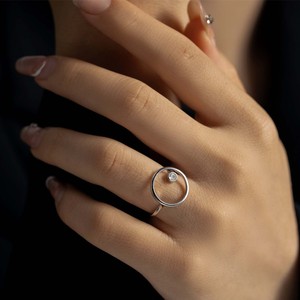 FUAMAY Hot Selling Fine Pure Silver Jewelry Adjustable Luxury <strong>Ring</strong> S925 Geometric 15mm Halo Circle <strong>Rings</strong> for WomenEngagement - Product Image 5