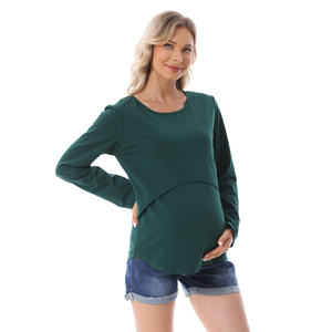 Tùy chỉnh cộng với kích thước mang thai cho con bú t Áo sơ mi mùa xuân dài tay áo cổ điển nâng lên sữa cho bé ăn thai sản quần áo Điều Dưỡng - Product Image 2